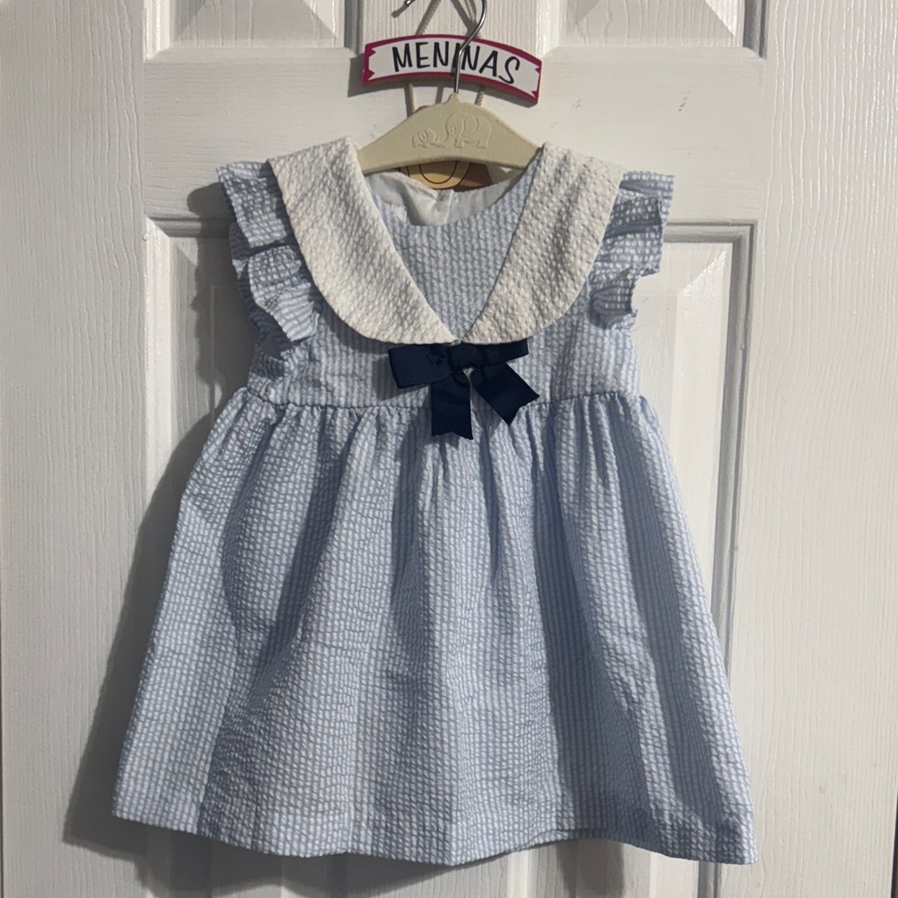 EUC Laura Ashley Light Blue and White CASUAL Dress